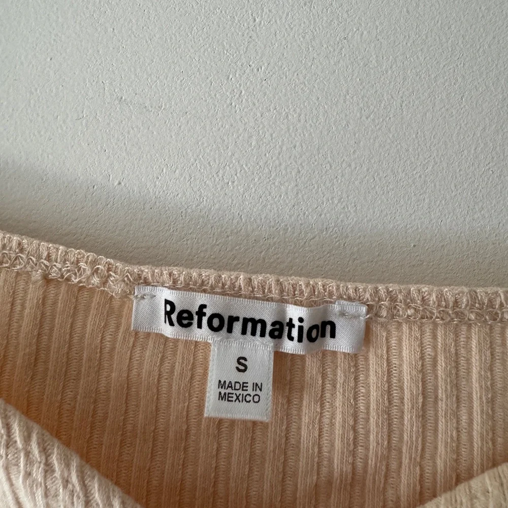 Reformation Peachy Cream October Knit Ribbed Top‎ Sweetheart Neckline